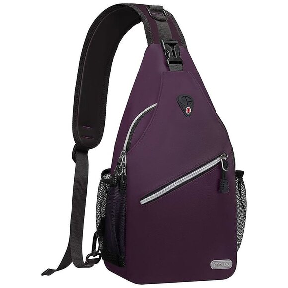 Sling Backpack, Multipurpose Crossbody Shoulder Bag Travel Hiking Purple - Picture 1 of 6